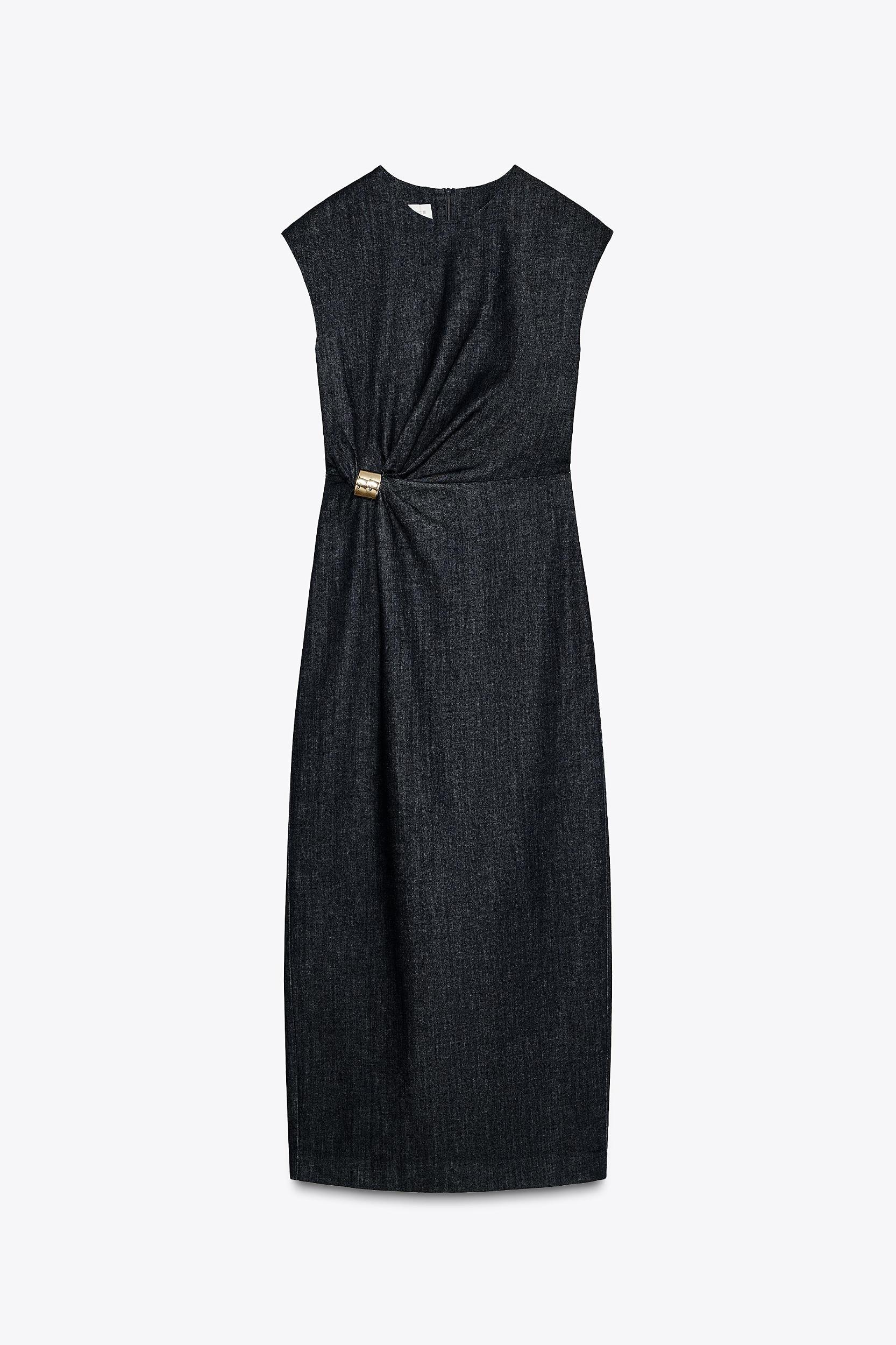 GOLD APPLIQUÉ Z1975 MIDI DENIM DRESS Product Image