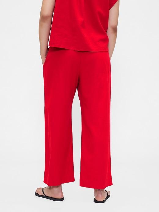 Linen-Blend Relaxed Straight Ankle Pants Product Image