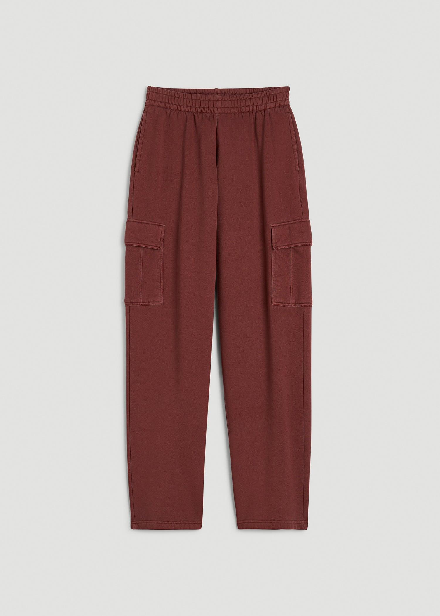 Mid Rise Cargo Fleece Sweatpants for Tall Women in Intense Rust Female Product Image