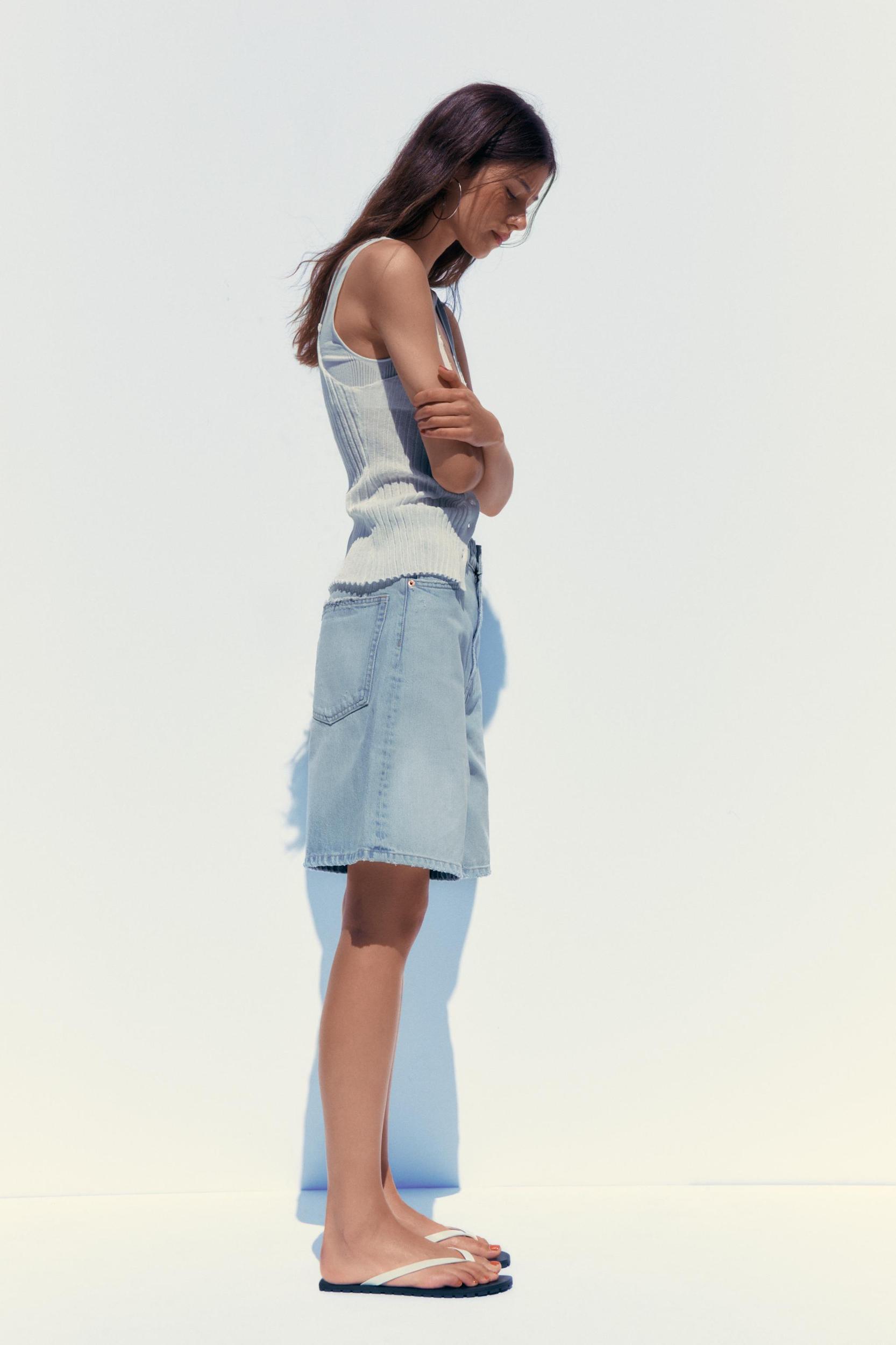 TRF A-LINE MID-RISE DENIM SHORTS Product Image