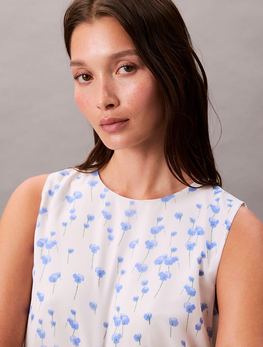 Printed Chiffon Sleeveless Top Product Image