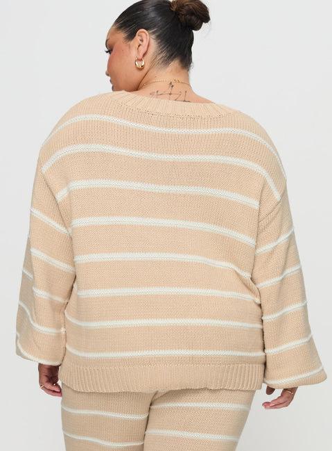 Read Your Mind Knit Sweater Cream Stripe Product Image