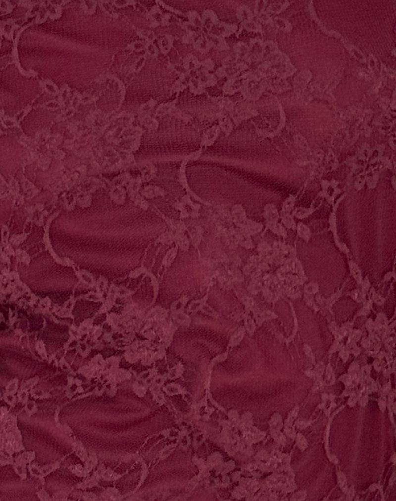 Sevila Long Sleeve Mini Dress Lace Burgundy Female Product Image