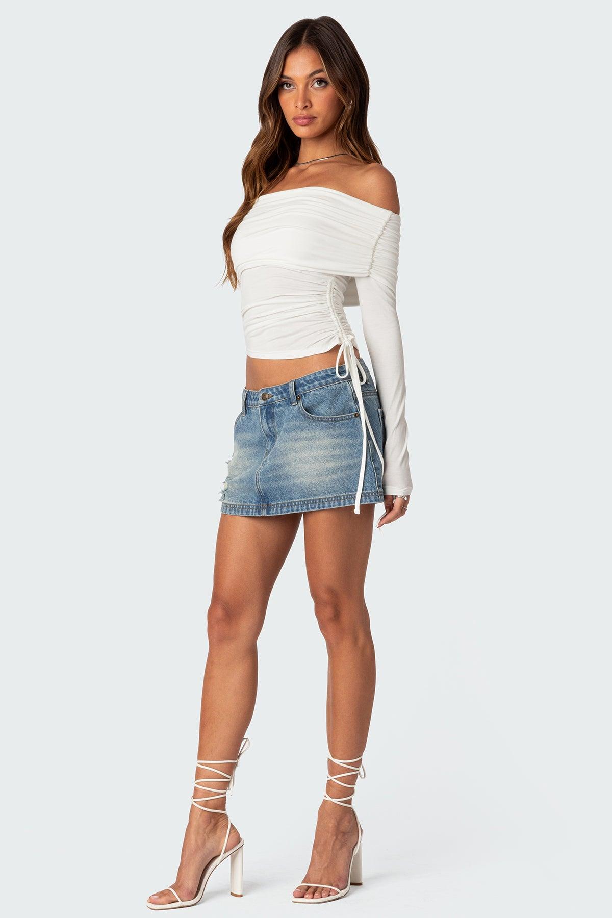 Gathered Fold Over Drawstring Top Product Image