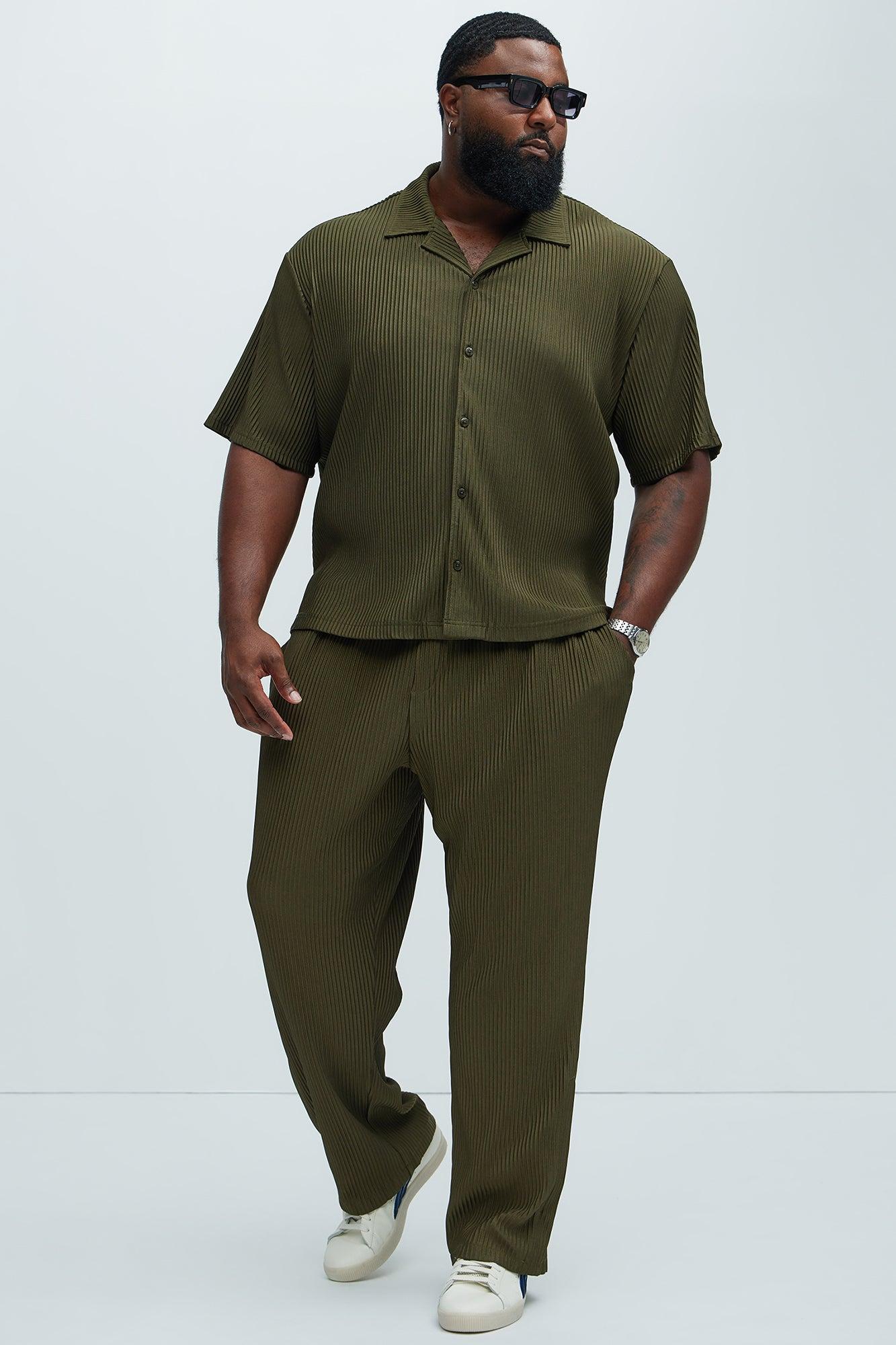 Potential Straight Pleated Pants - Olive Product Image