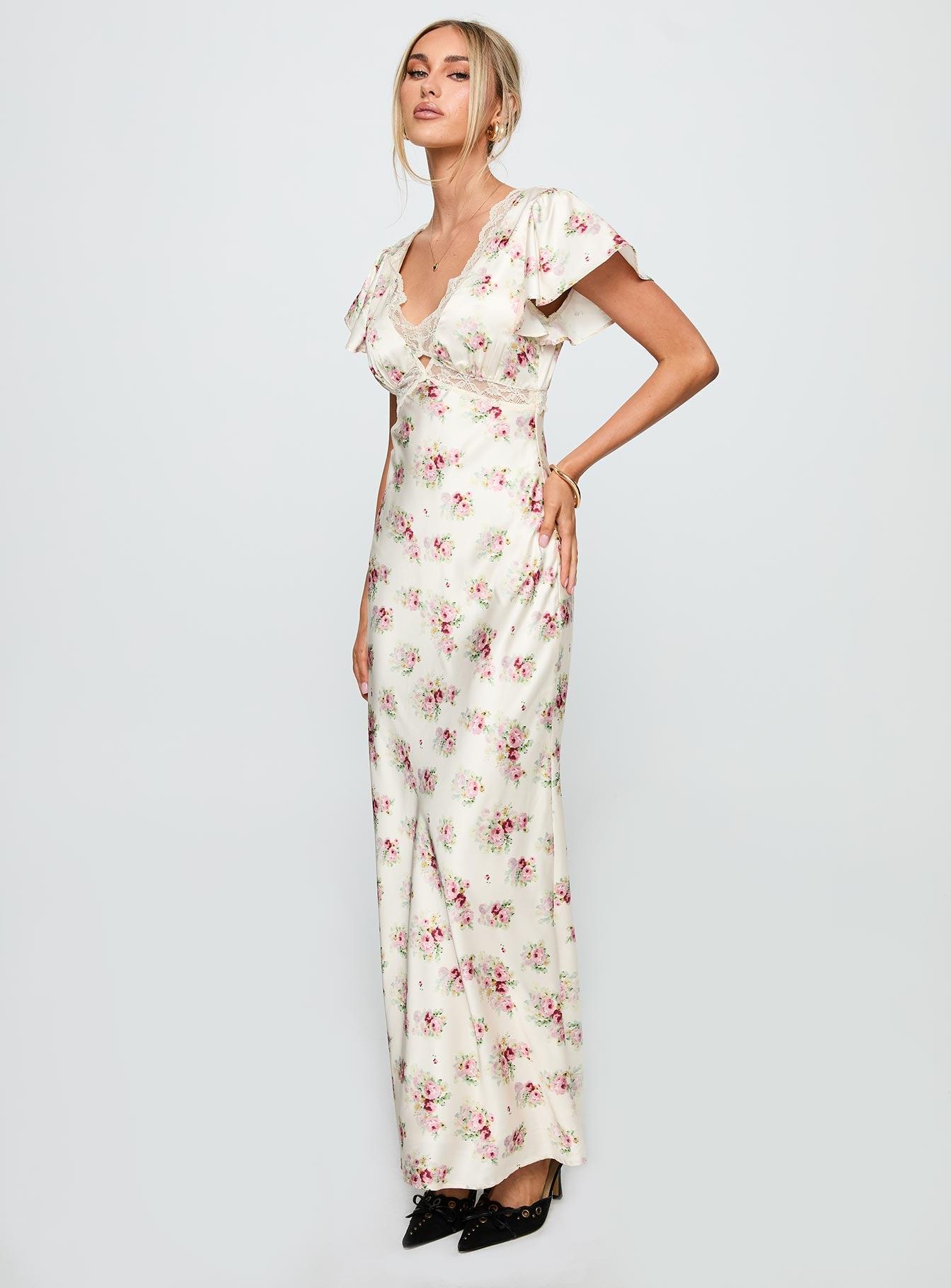 Miraselle Maxi Dress Cream Floral Product Image