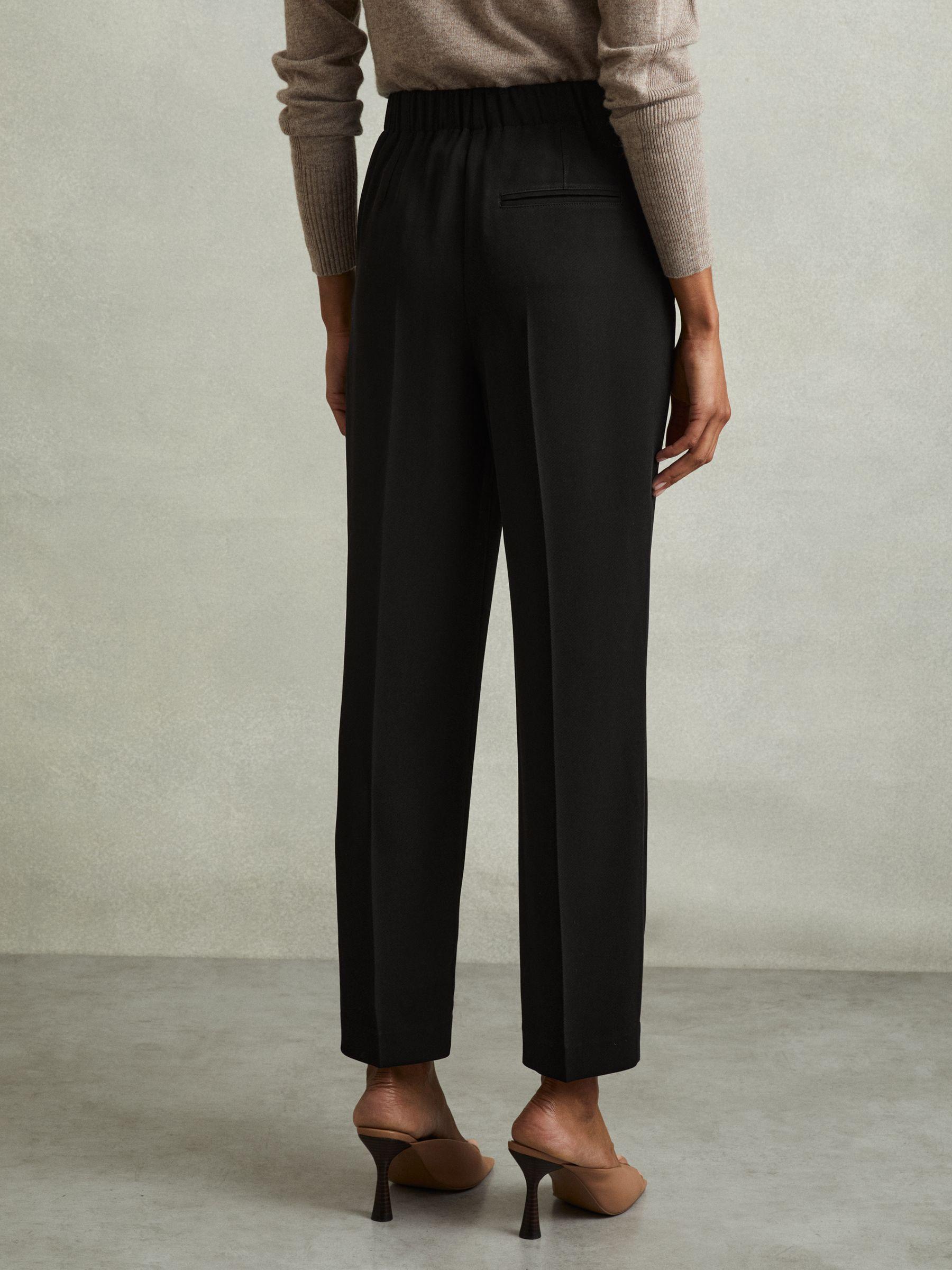 Front Pleat Tapered Trousers in Black Product Image