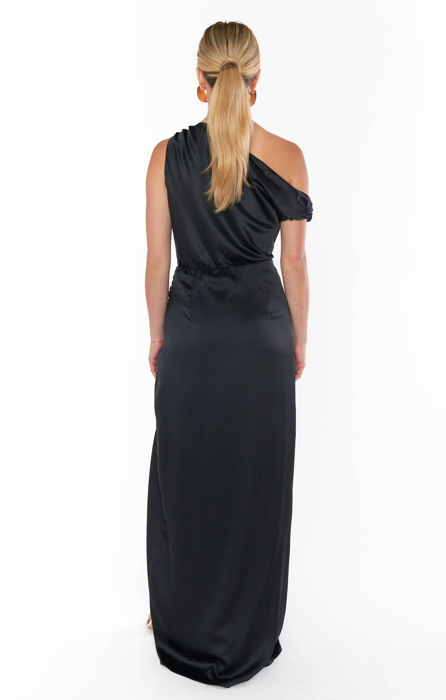 Jodie Dress ~ Black Luxe Satin Product Image
