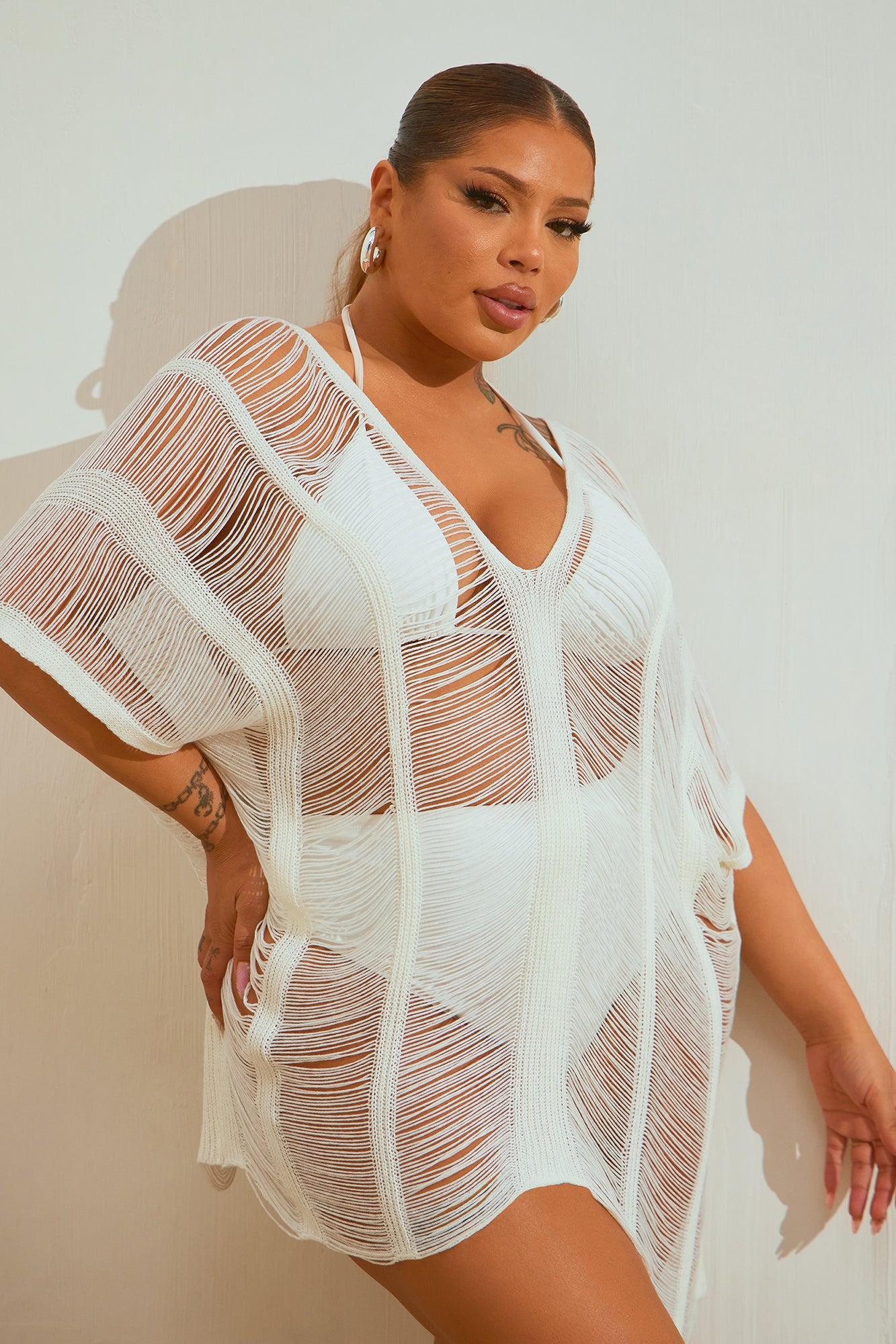 Elizabeth Crochet Cover Up Dress - Ivory Product Image