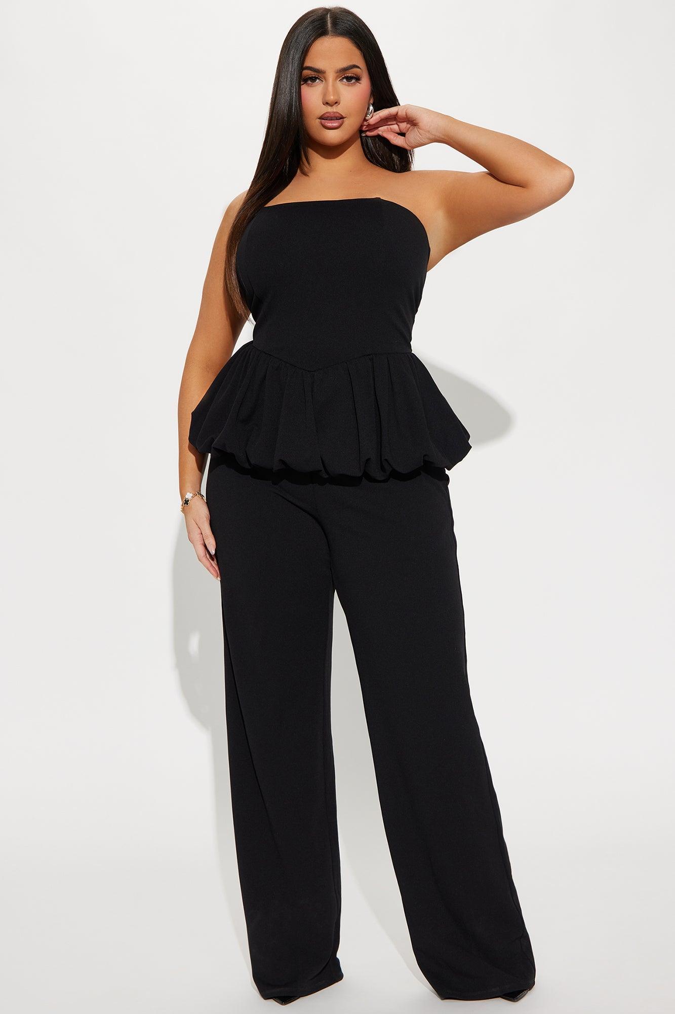 Dream Life Peplum Jumpsuit - Black Product Image