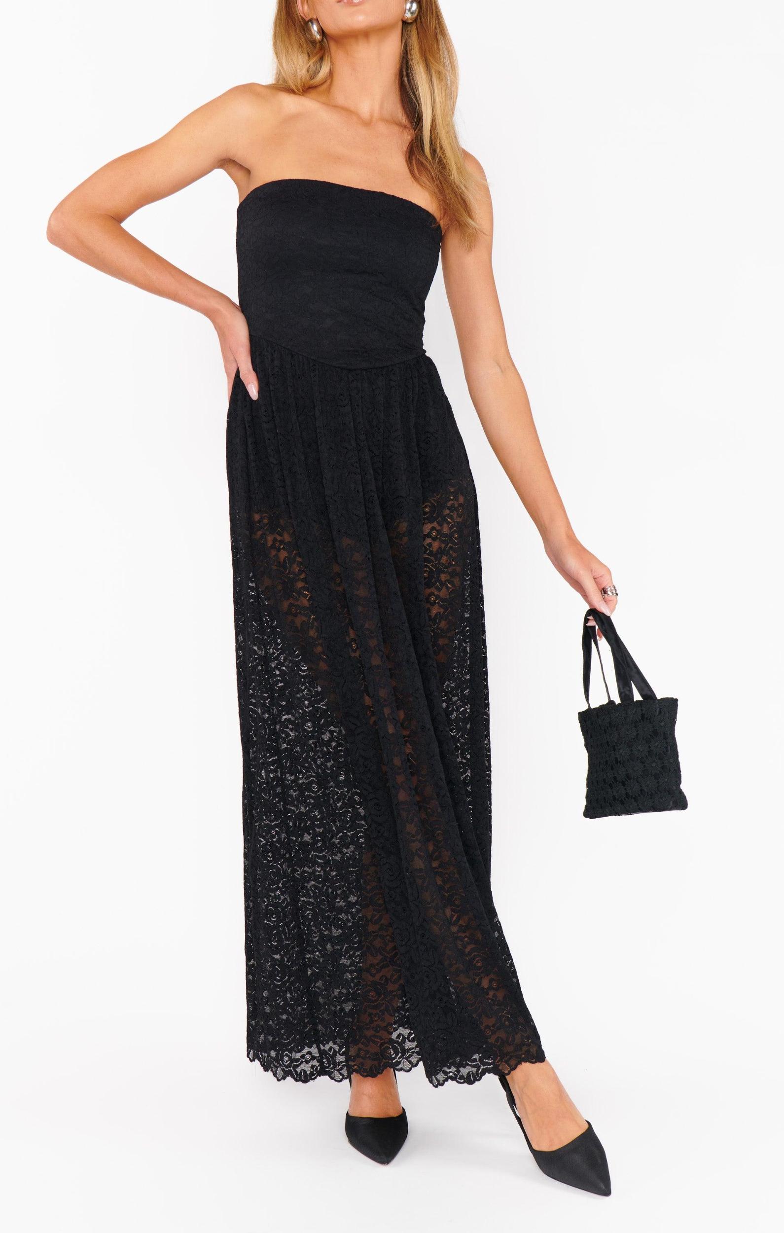 Diana Drop Waist Dress ~ Black Lovely Lace Product Image