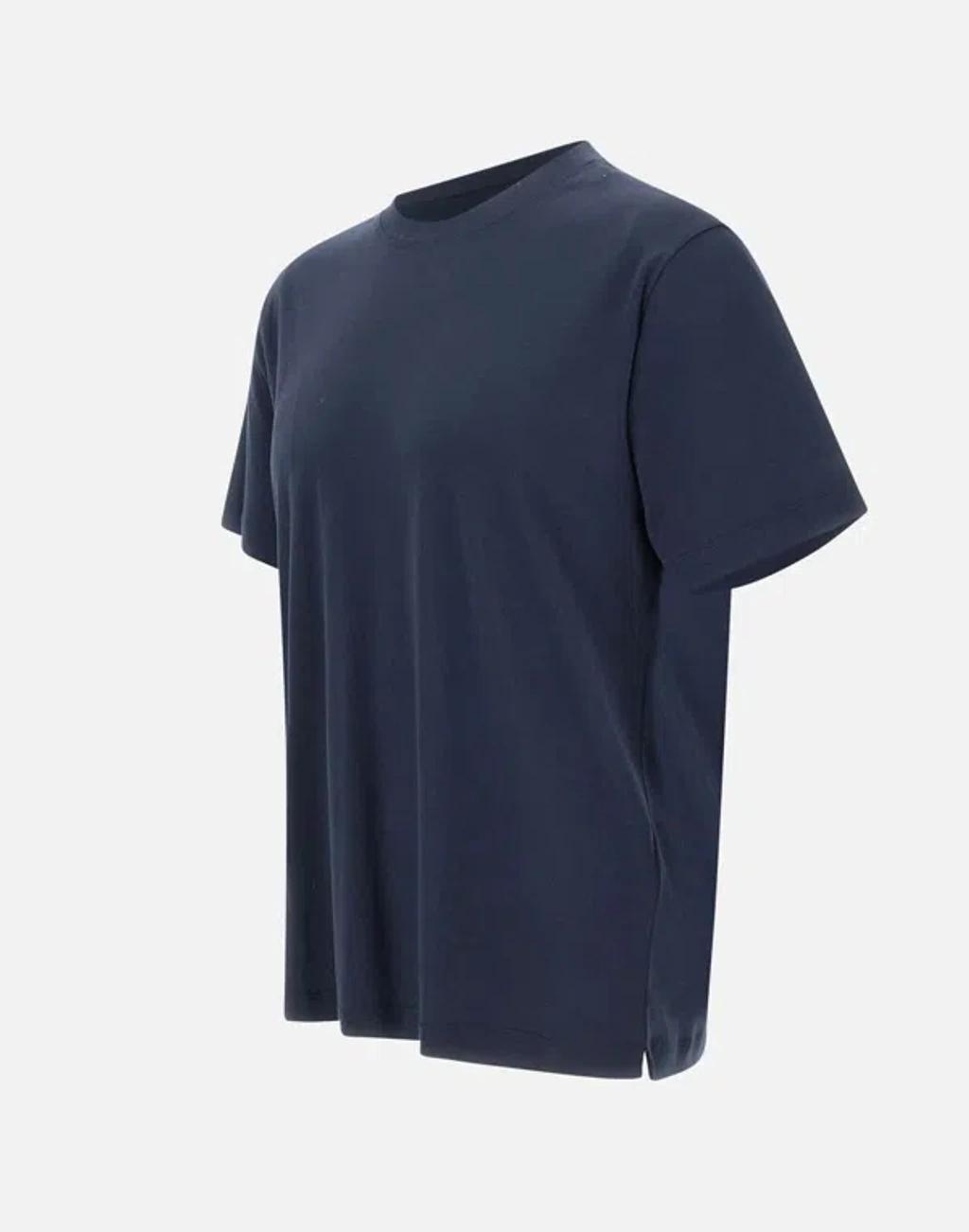 ELEVENTY Cotton Modal Crew Neck T-shirt In Blue Product Image