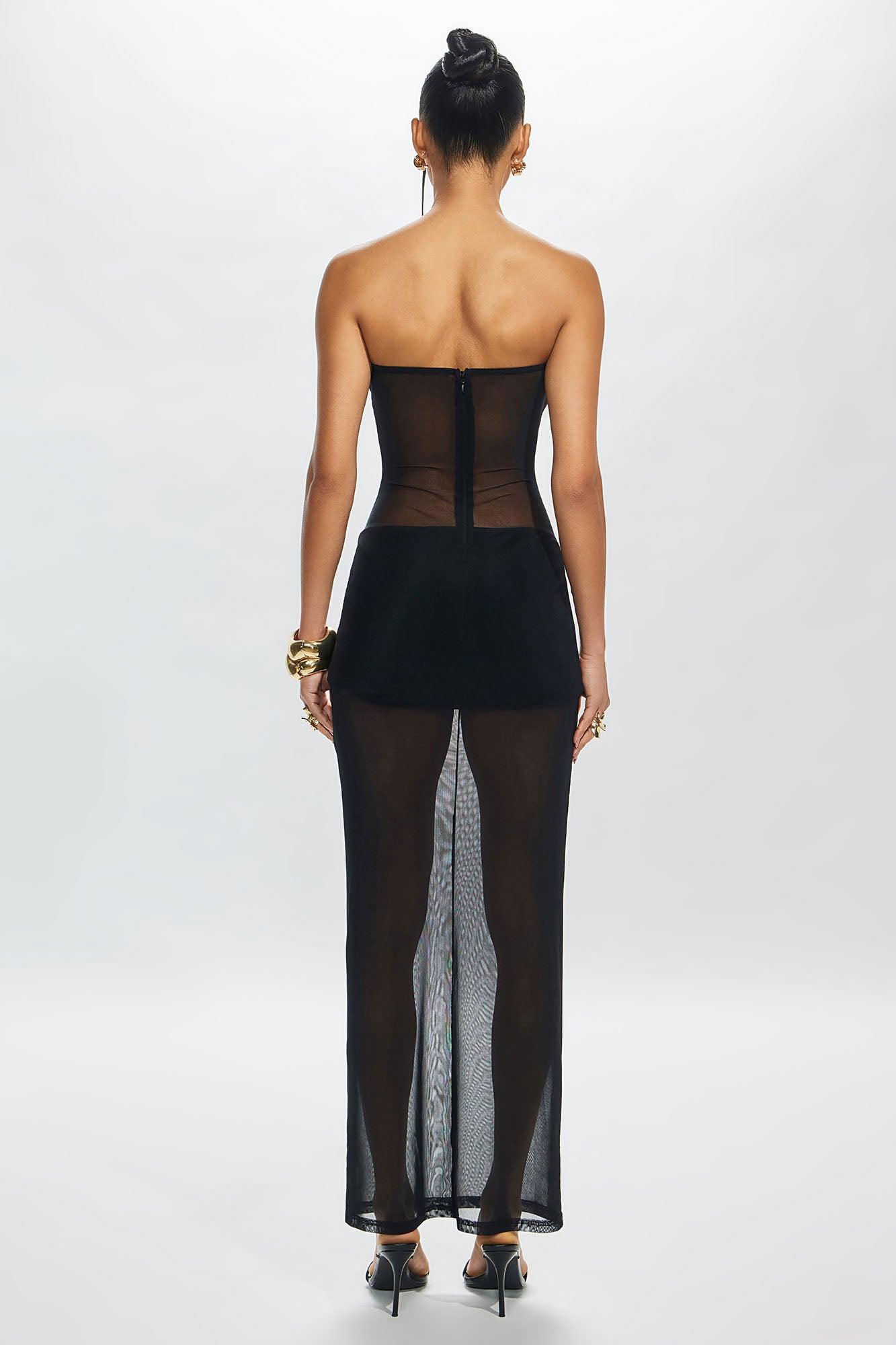 Piper Sheer Maxi Dress - Black Product Image