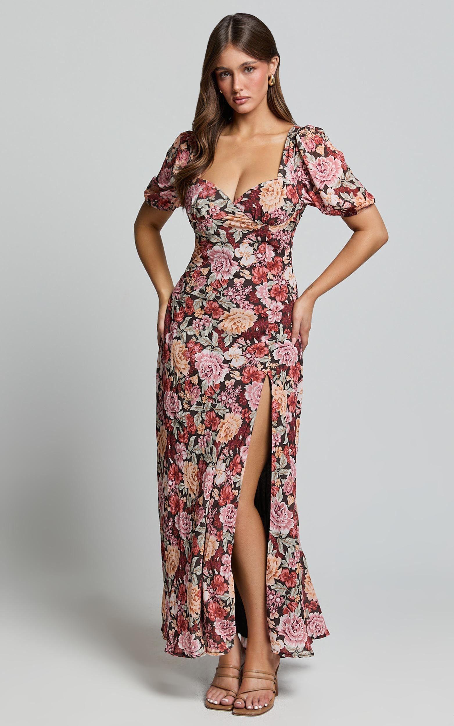 Lorie Maxi Dress - Short Sleeve Cut Out Tie Back Dress in Boheme Floral Product Image