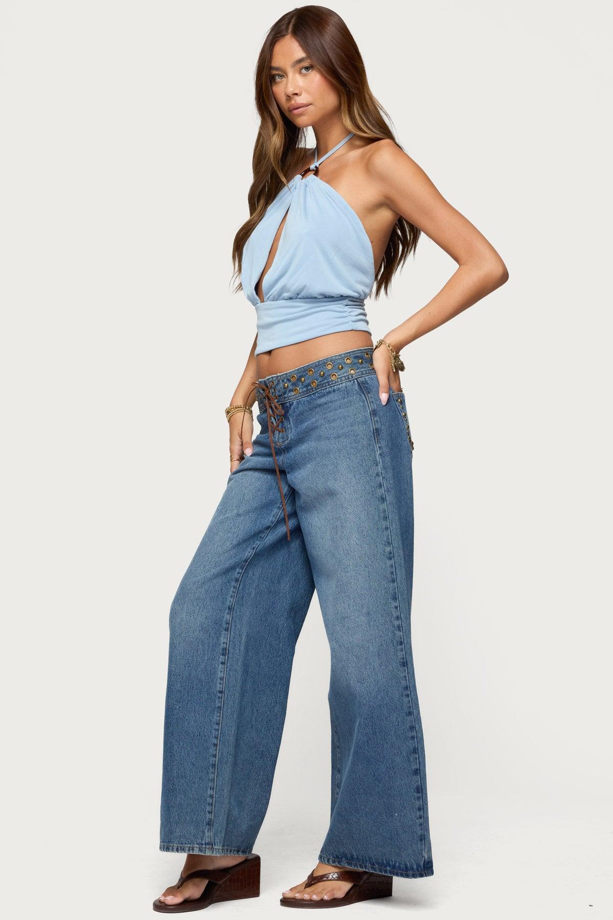 Khalia Backless Cut Out Halter Top Product Image