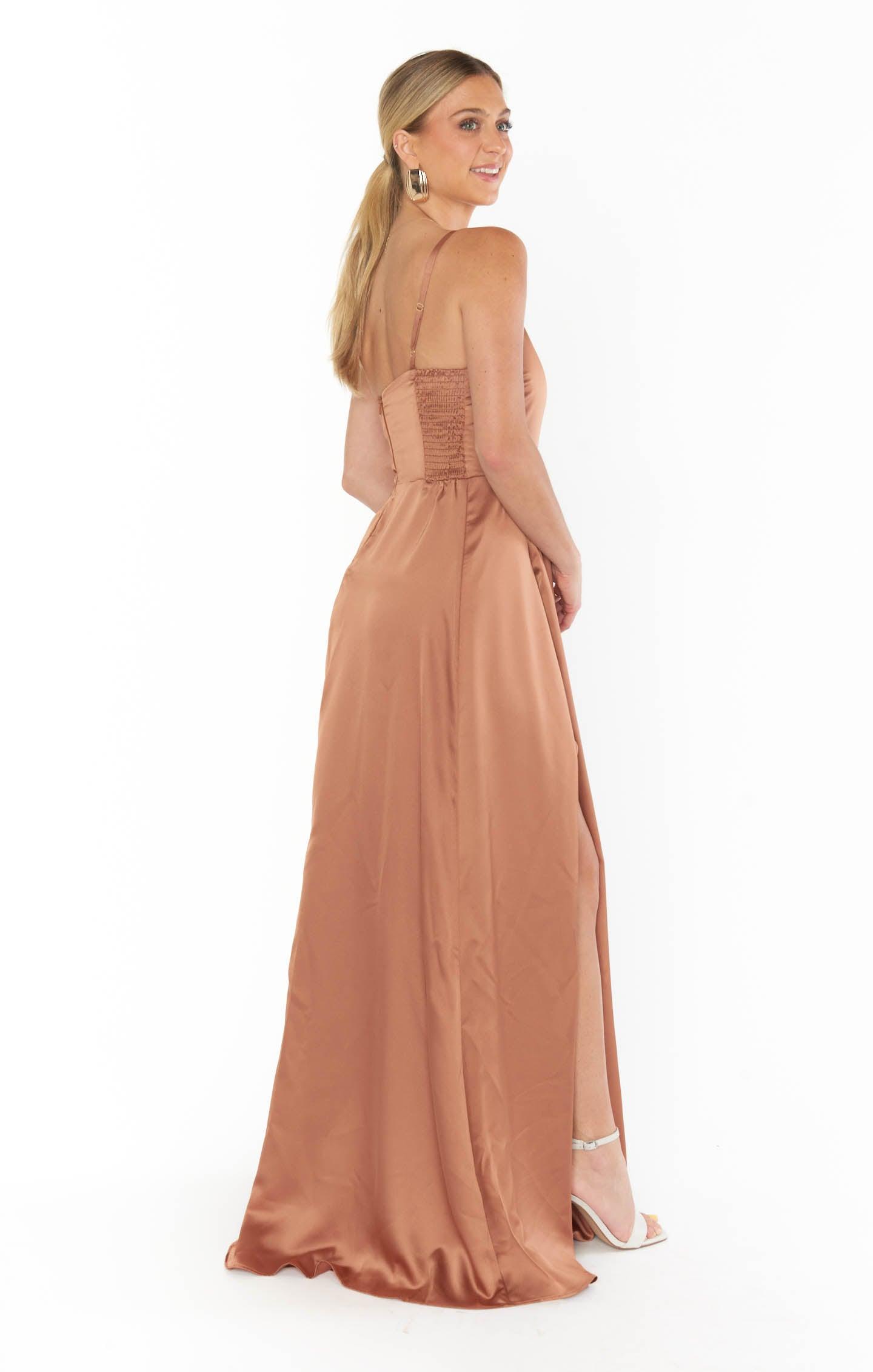 Shannon One Shoulder Dress ~ Copper Luxe Satin Product Image