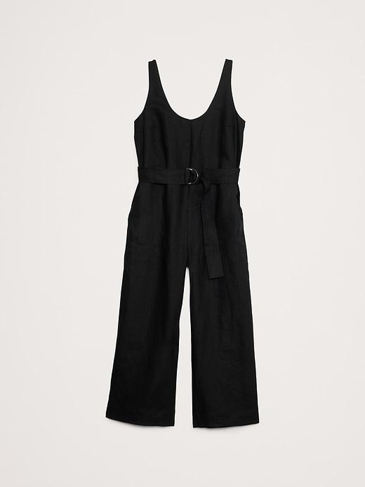 Linen Belted Wide-Leg Jumpsuit Product Image