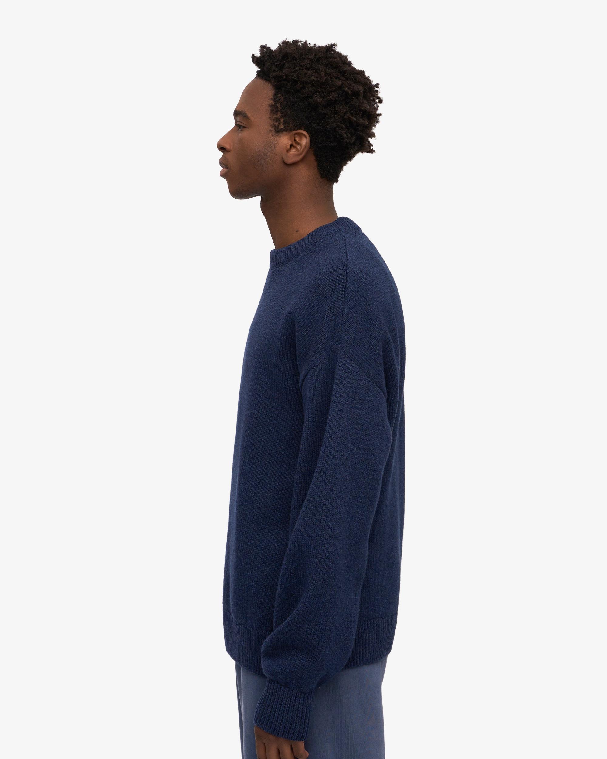 Oversized Merino Wool Crew - Deep Black Product Image