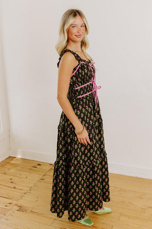 Apple Orchard Stroll Floral Midi Dress in Black Product Image
