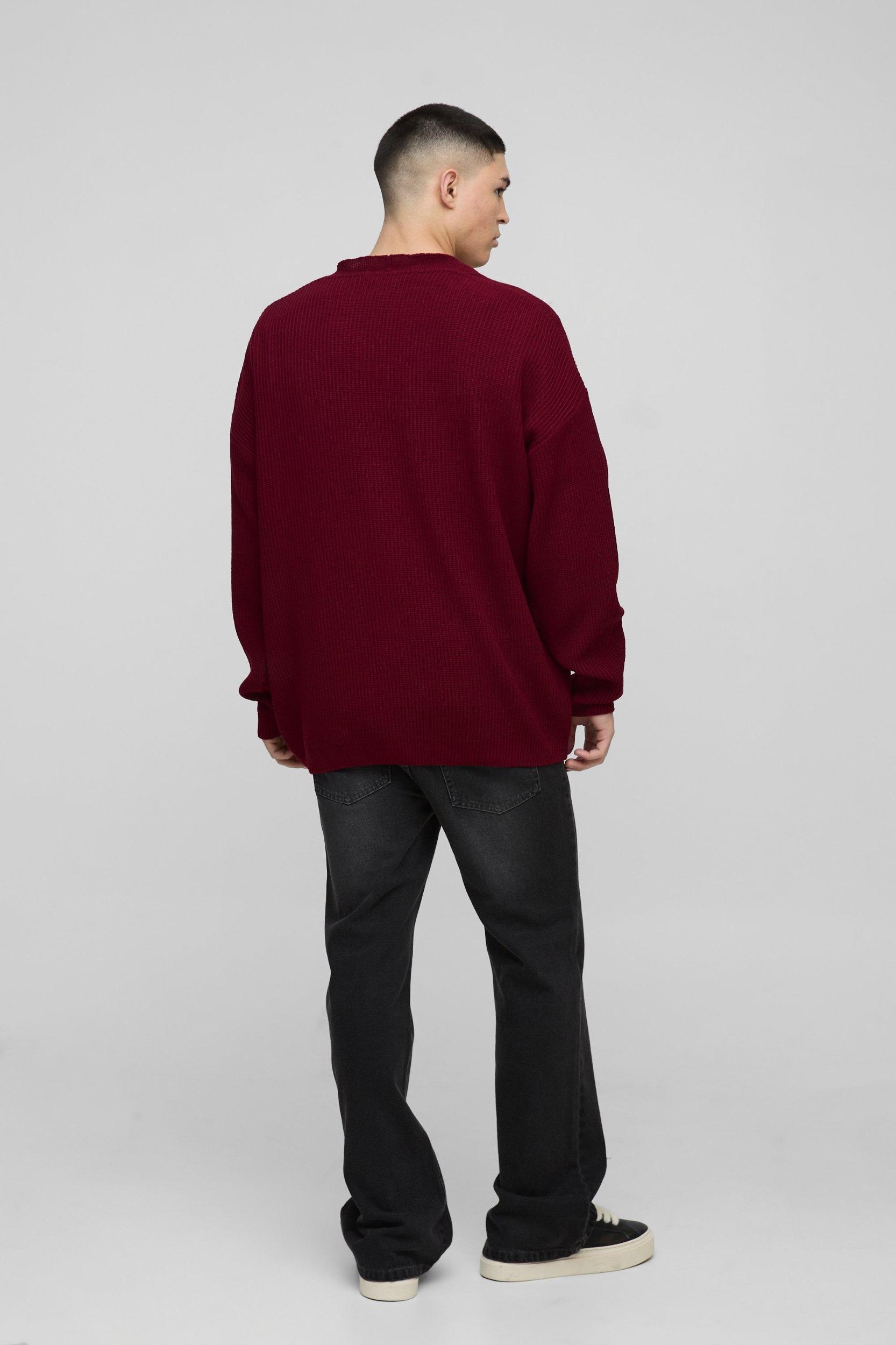 Oversized Dropped Shoulder Ribbed Knitted Cardigan | boohooMAN USA Product Image