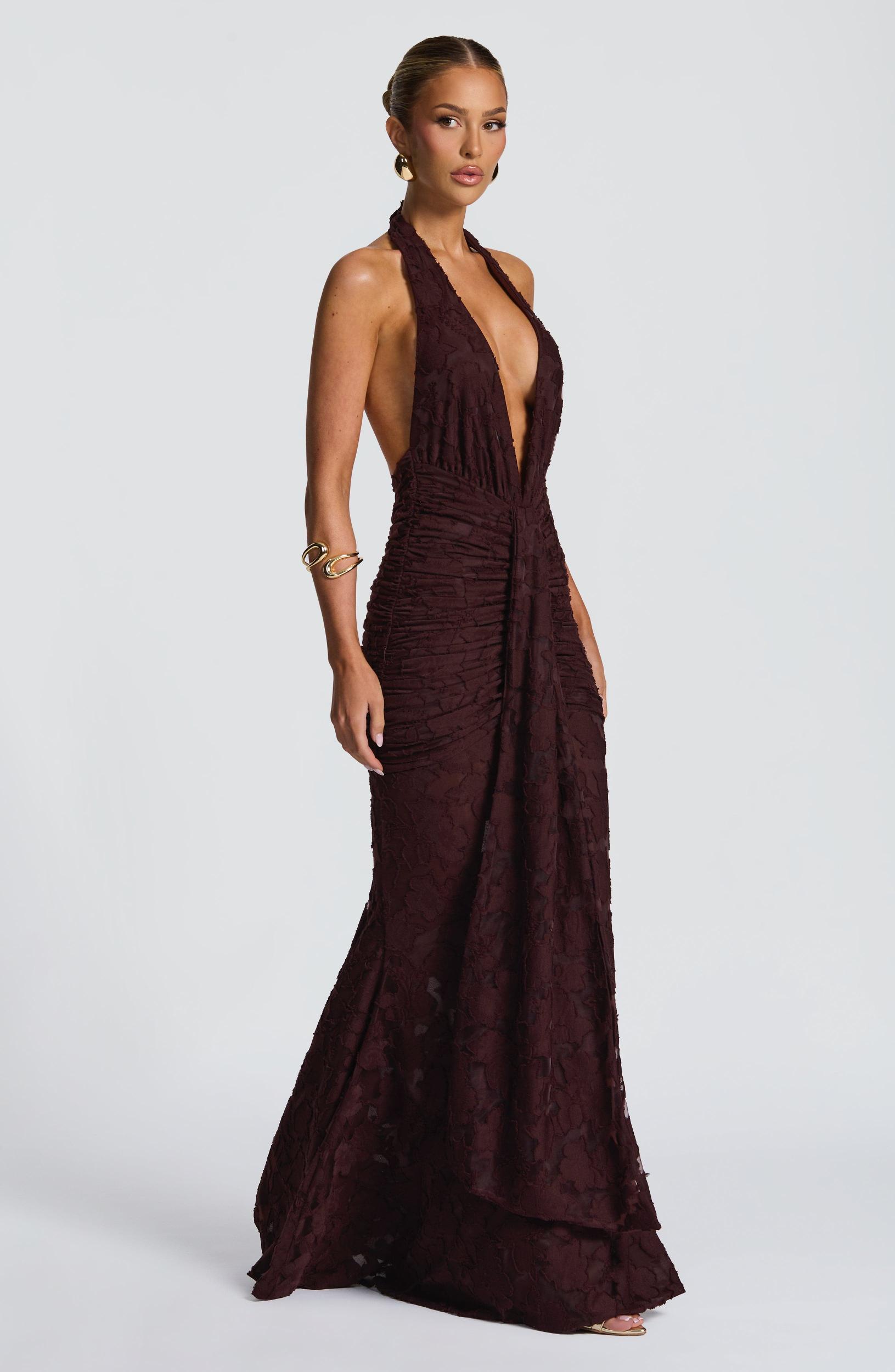 Guinevere Maxi Dress - Plum Brown Product Image