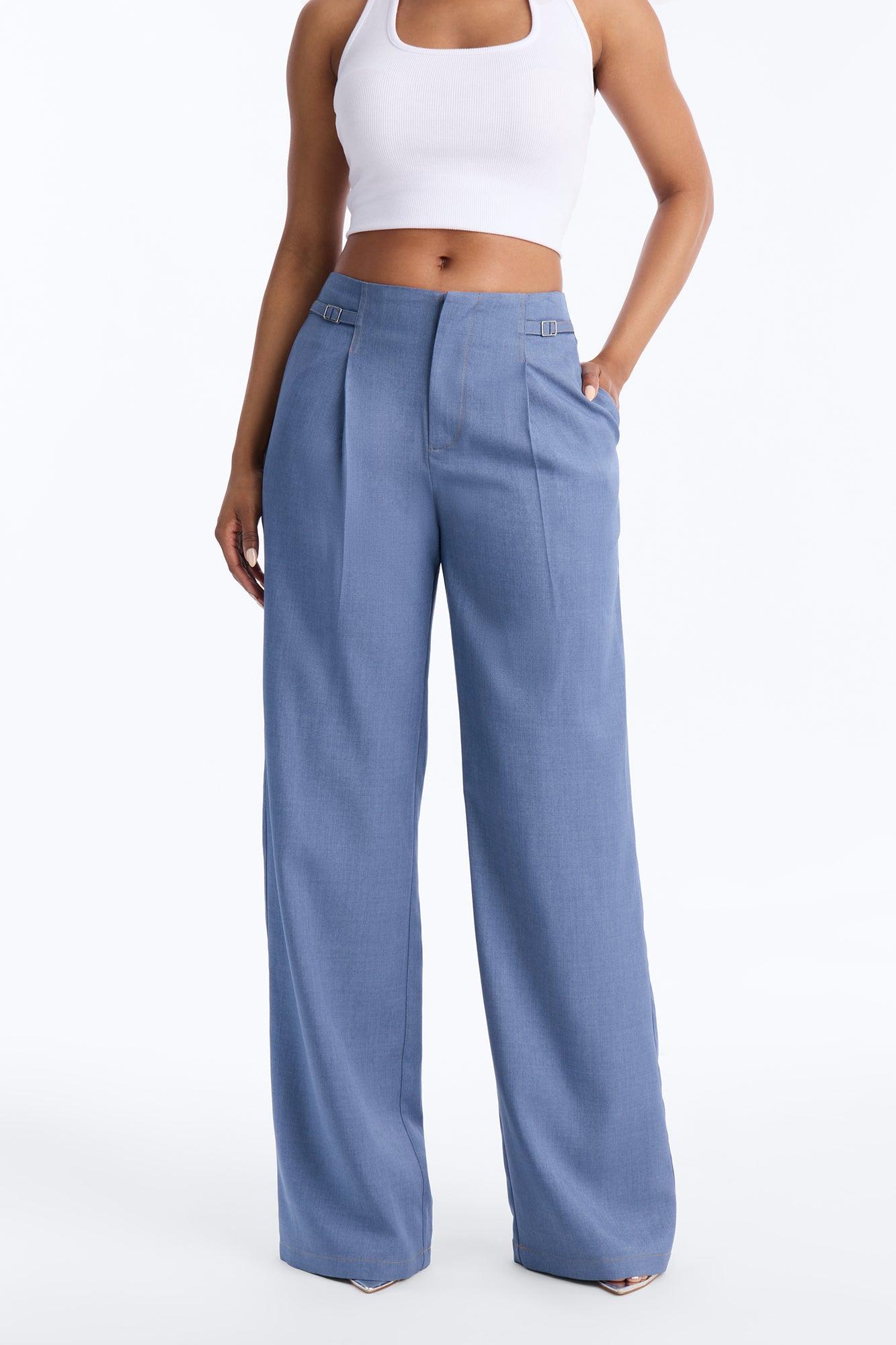 Angela High Rise Trouser Pant 33″ - Blue Female Product Image