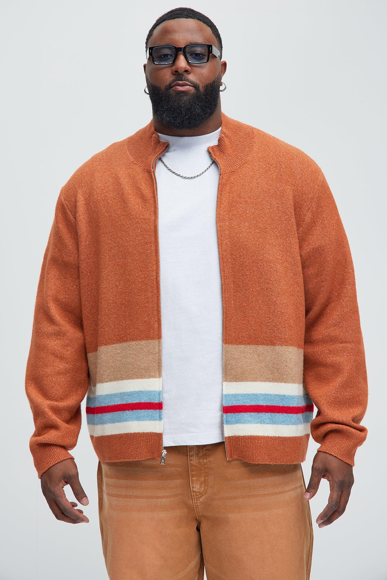 Wait Is Over Zip Sweater - Brown/combo Product Image