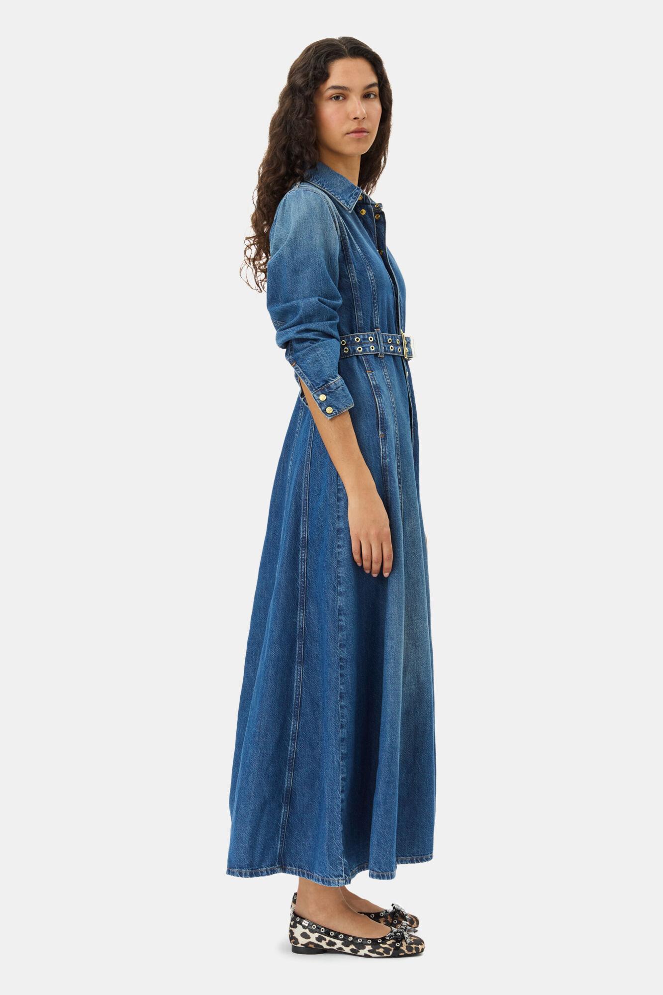 Blue Belted Maxi Dress Product Image
