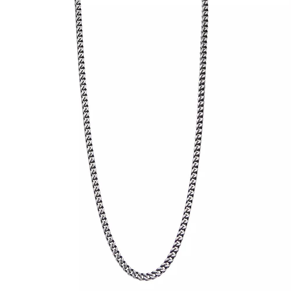 Two Tone Stainless Steel Franco Chain Necklace, Men's, Size: 20", Blue Product Image