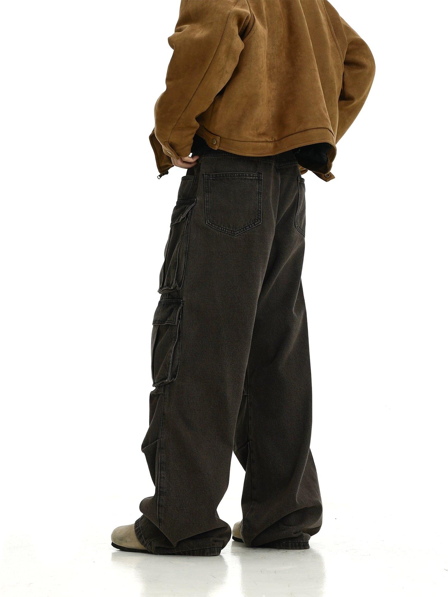 RT No. 11423 WASHED BROWN MULTI POCKET STRAIGHT PANTS Product Image