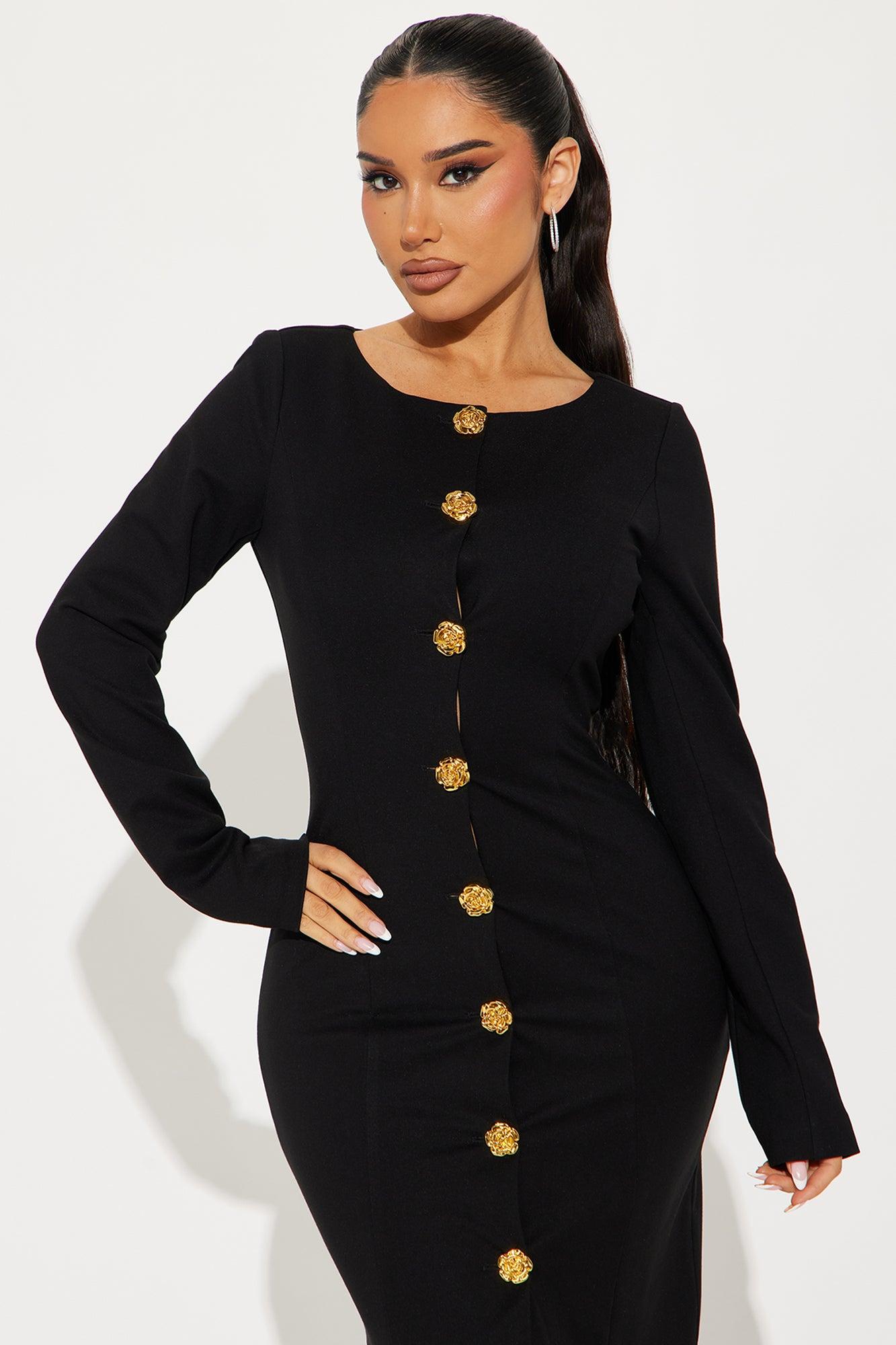 The Carla Body Sculpting Midi Dress - Black Product Image