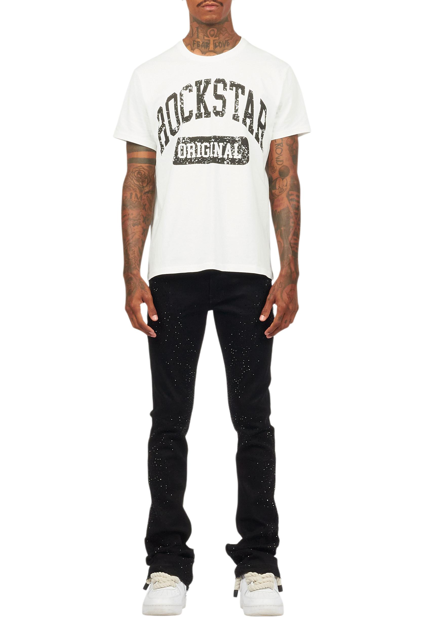 Carti Black Rhinestone Stacked Flare Jean Male Product Image