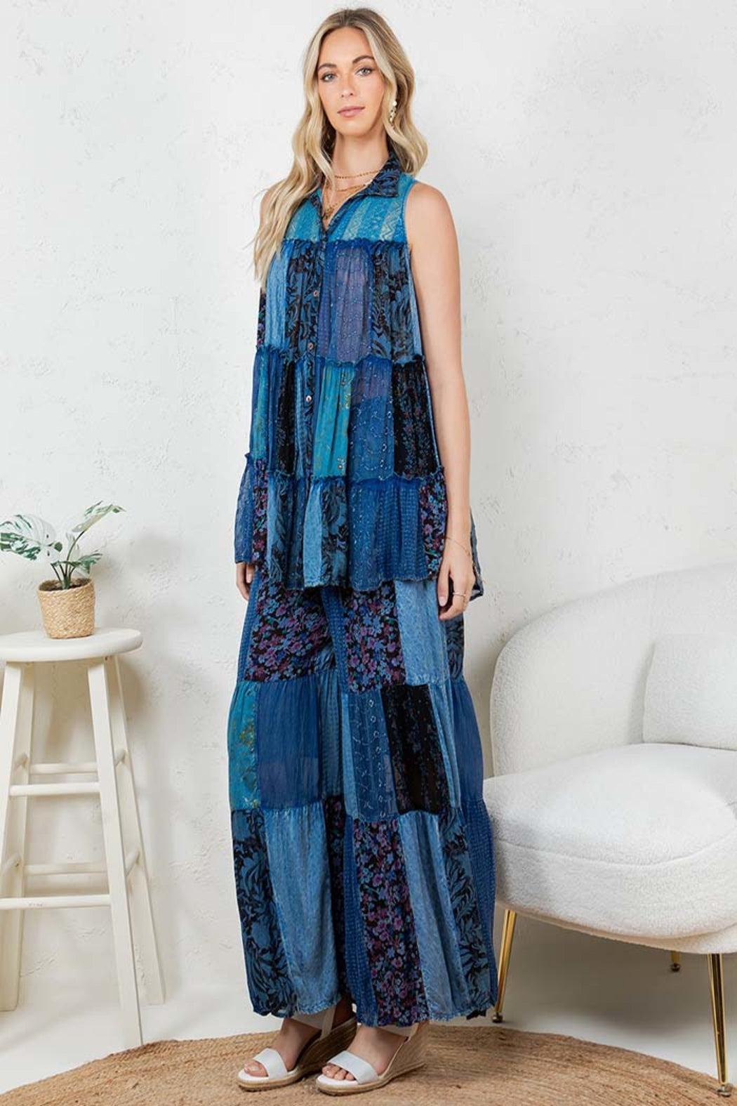 Boho Patchwork Button-down Top Product Image