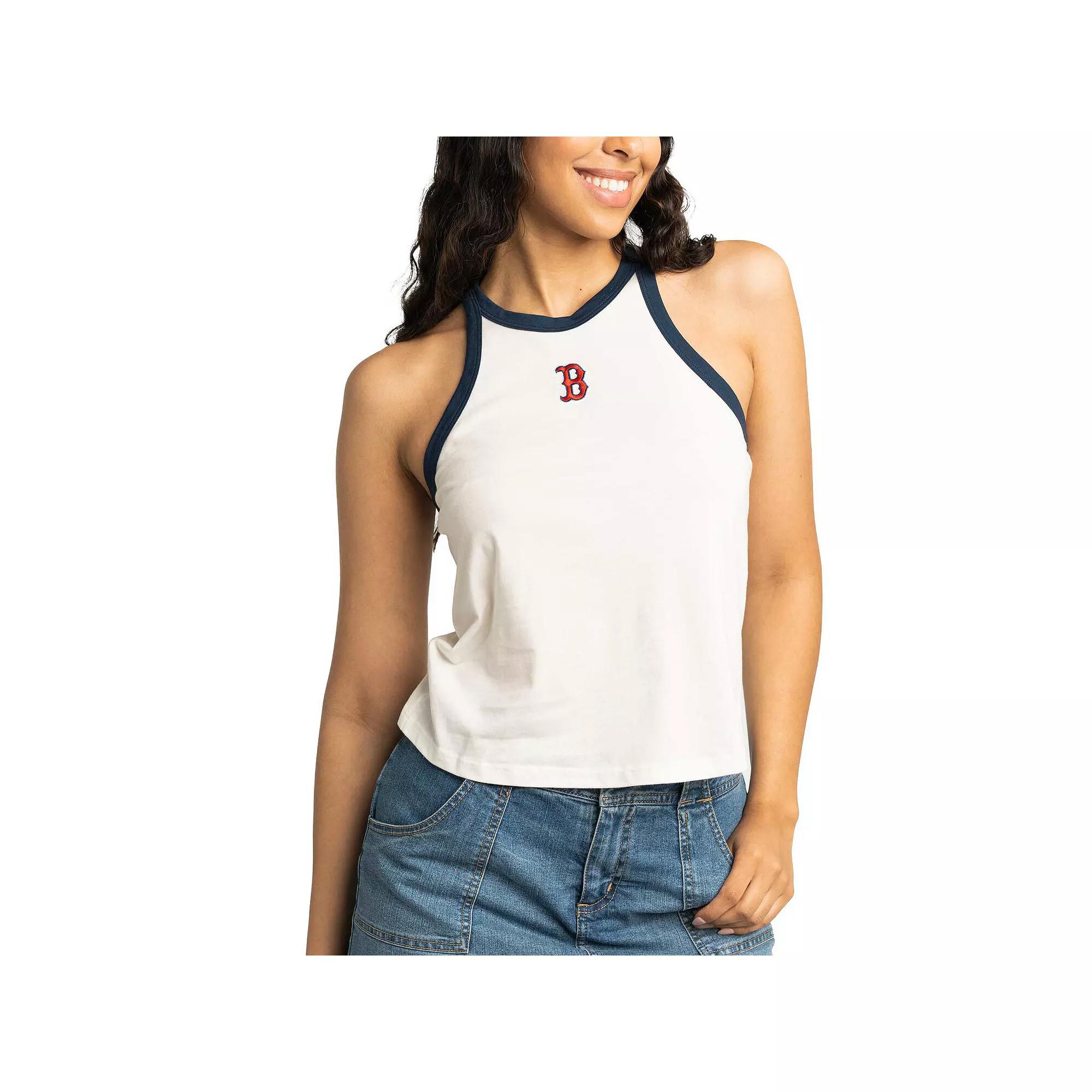 Women's Lusso White Boston Red Sox Jane Tank Top, Size: XL Product Image