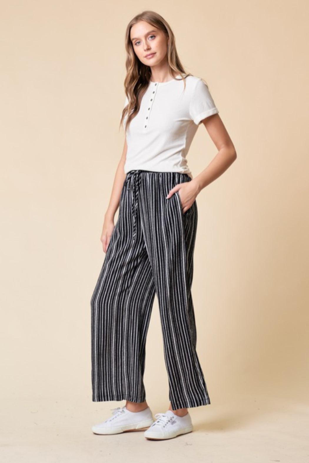 Wide Leg Stripe Pants Product Image