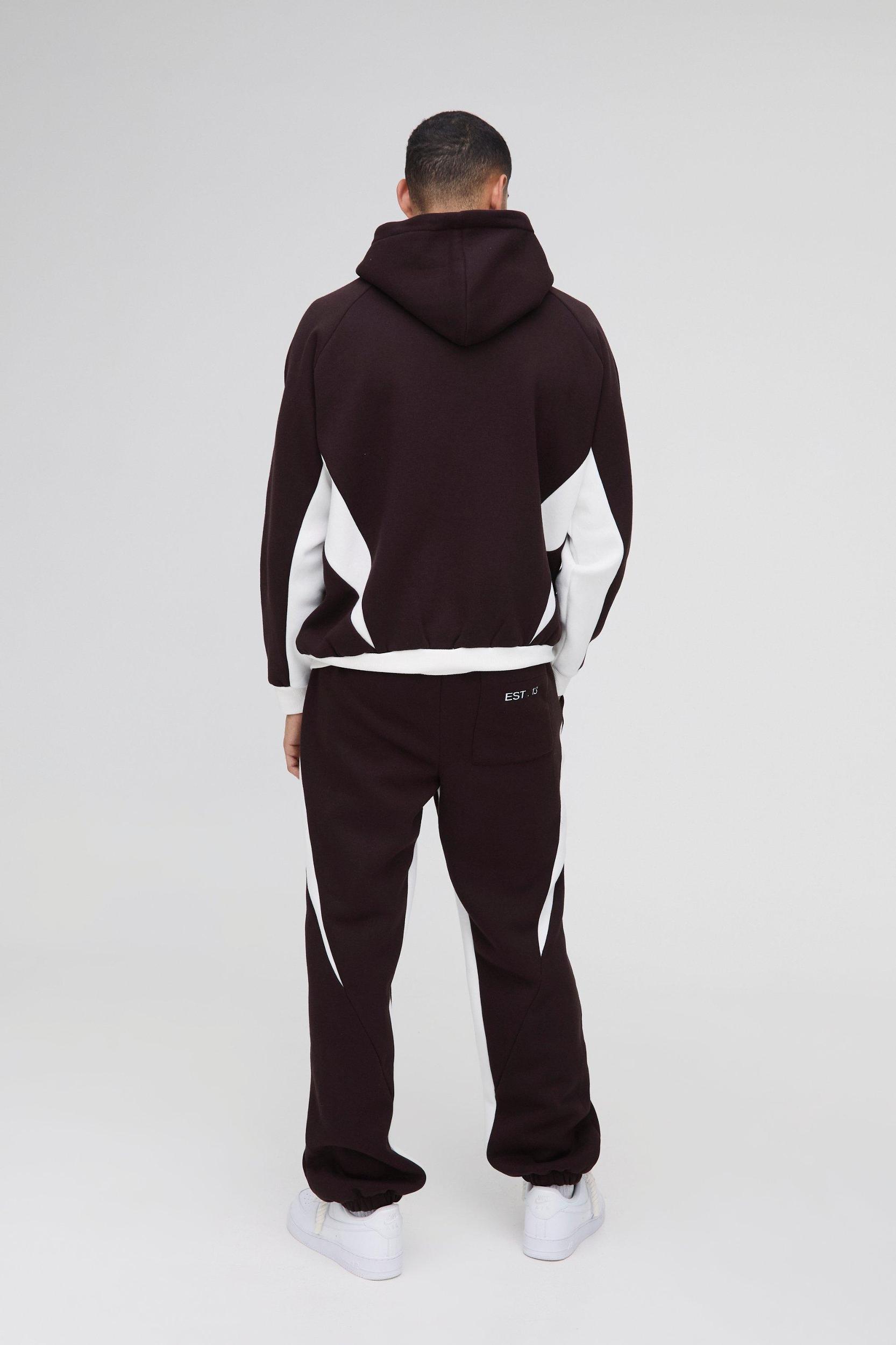 Oversized Colour Block Official Embroidered Zip Through Tracksuit | boohooMAN USA Product Image