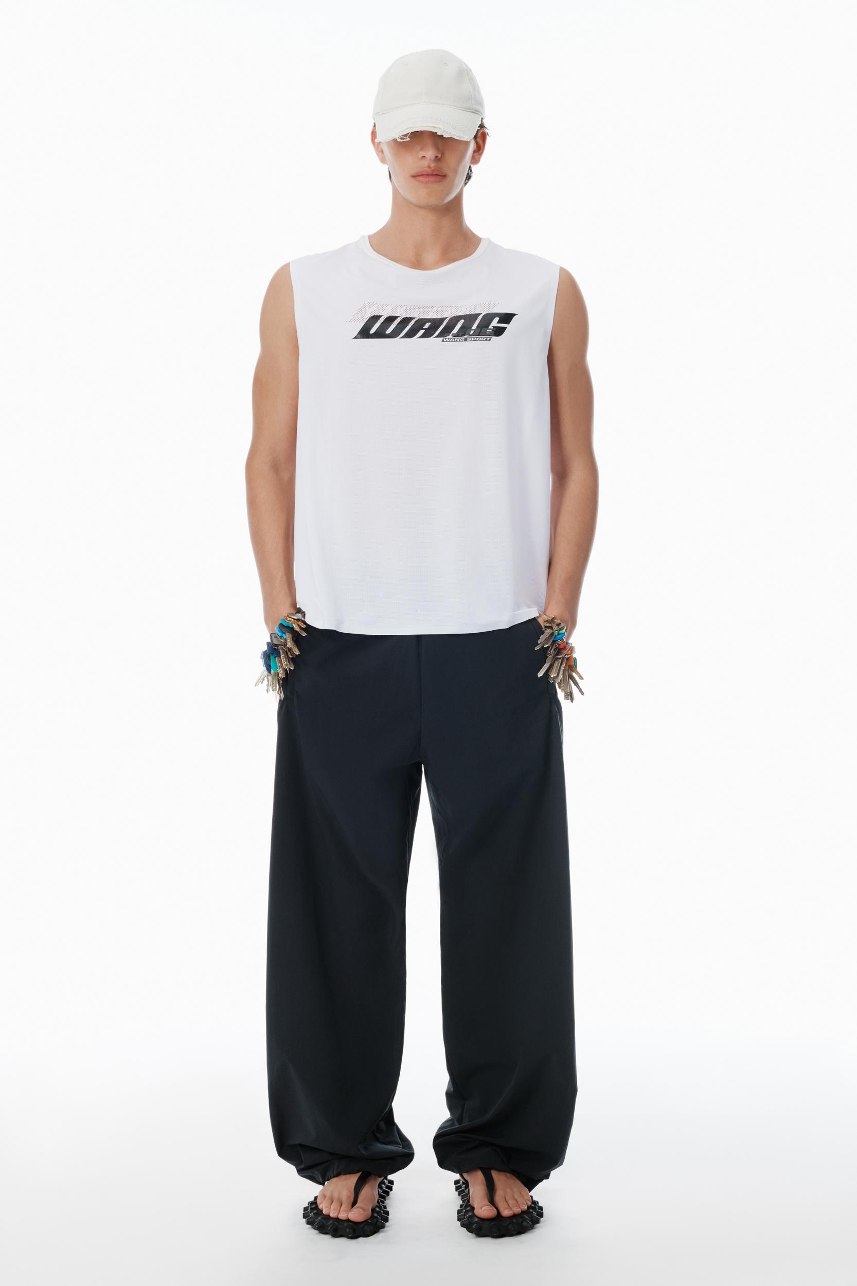 White Laser-cut Logo Muscle Shirt  Product Image