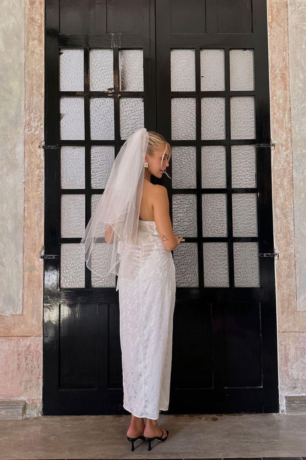 Brighton White Strapless Satin Wrap Dress Product Image