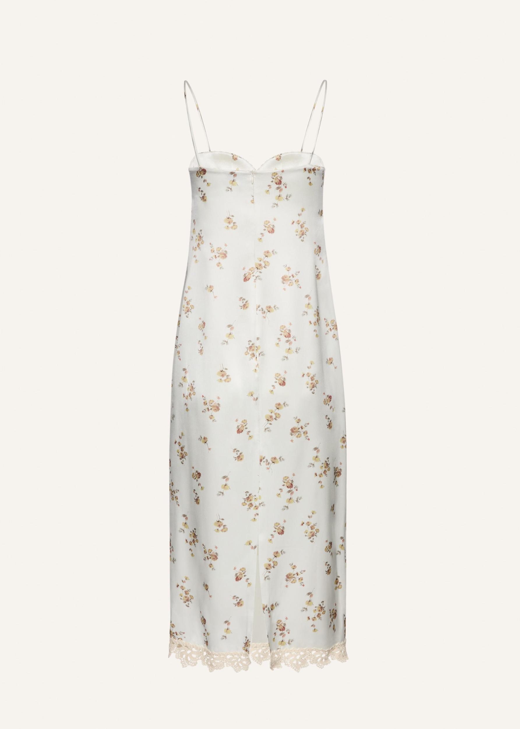 Lace bustier slip dress in cream print Product Image