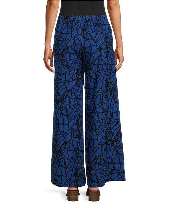 Bryn Walker Linen Knit Netta Print Flat Front Elastic Waist Wide Leg Pant Product Image