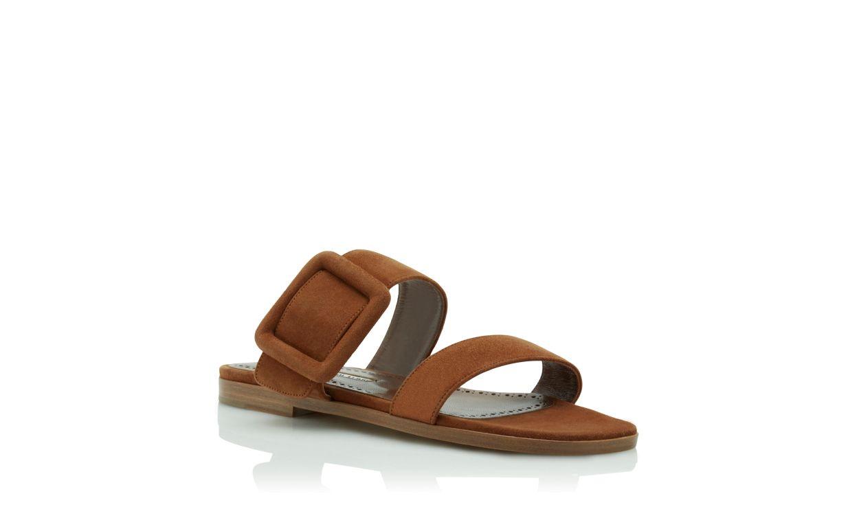 TITUBAFLAT Brown Suede Flat Sliders Product Image