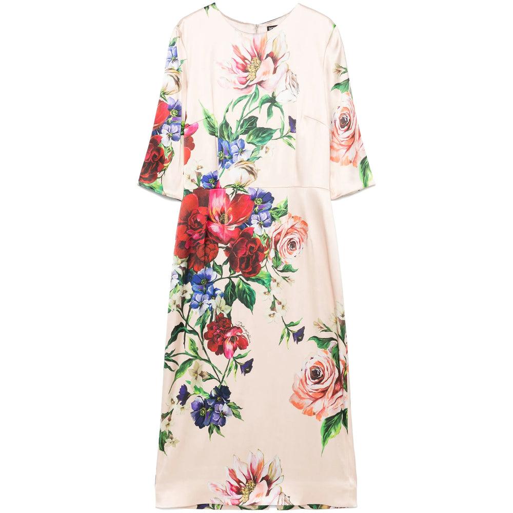 DOLCE & GABBANA Women Flower Print Midi Dress In Neutral Product Image