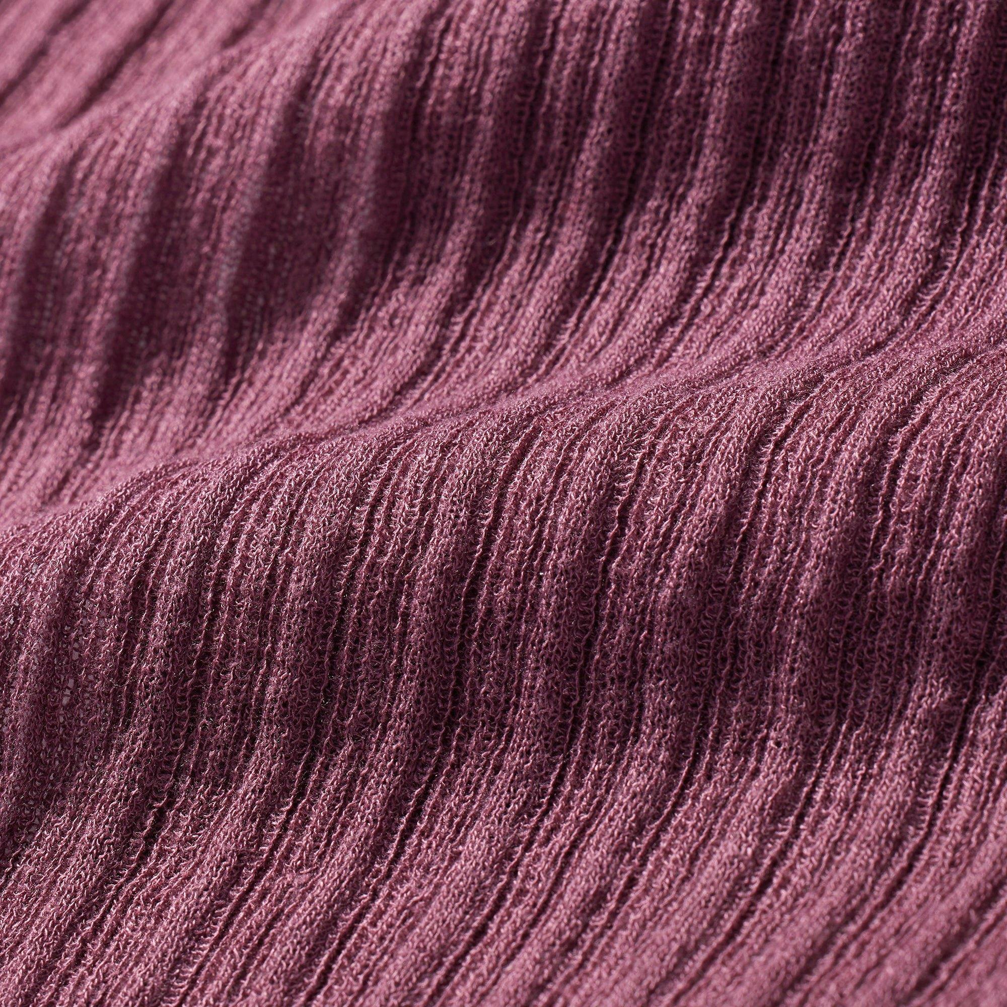 SHEER KNIT LONG SLEEVE HENLEY | BEET Product Image