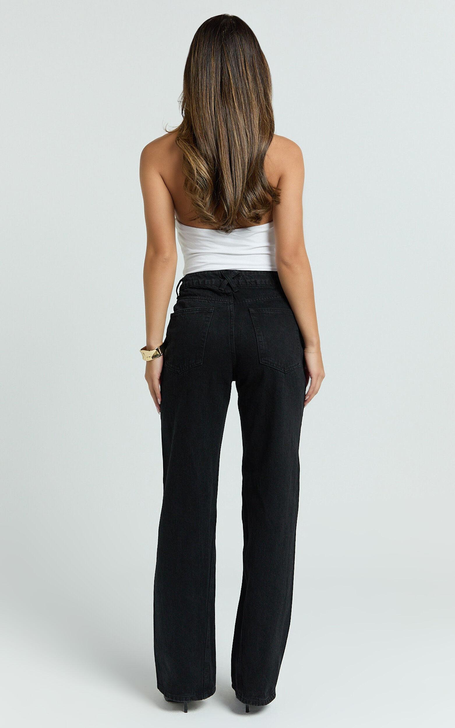 Abbie Jeans - Mid Rise Straight Leg Recycled Denim Jeans in Clean Black Product Image