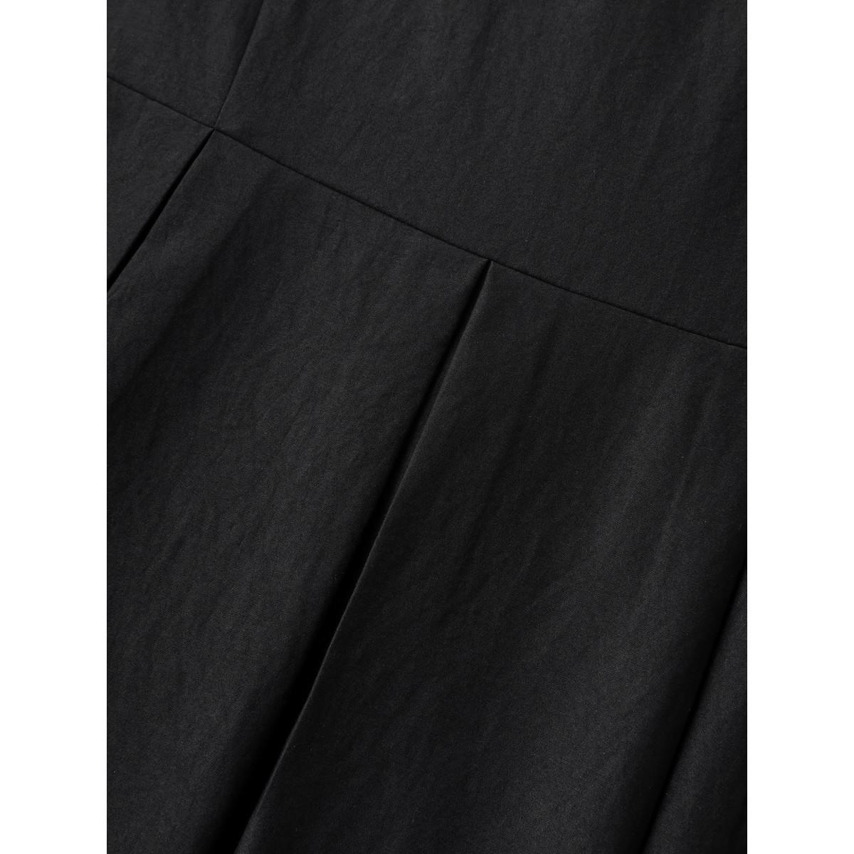 Plus Size Classic Woven Inner Pleated Midi Dress Black Women Office Round Neck Sleeveless Curvy BloomChic 14-16/1X Product Image