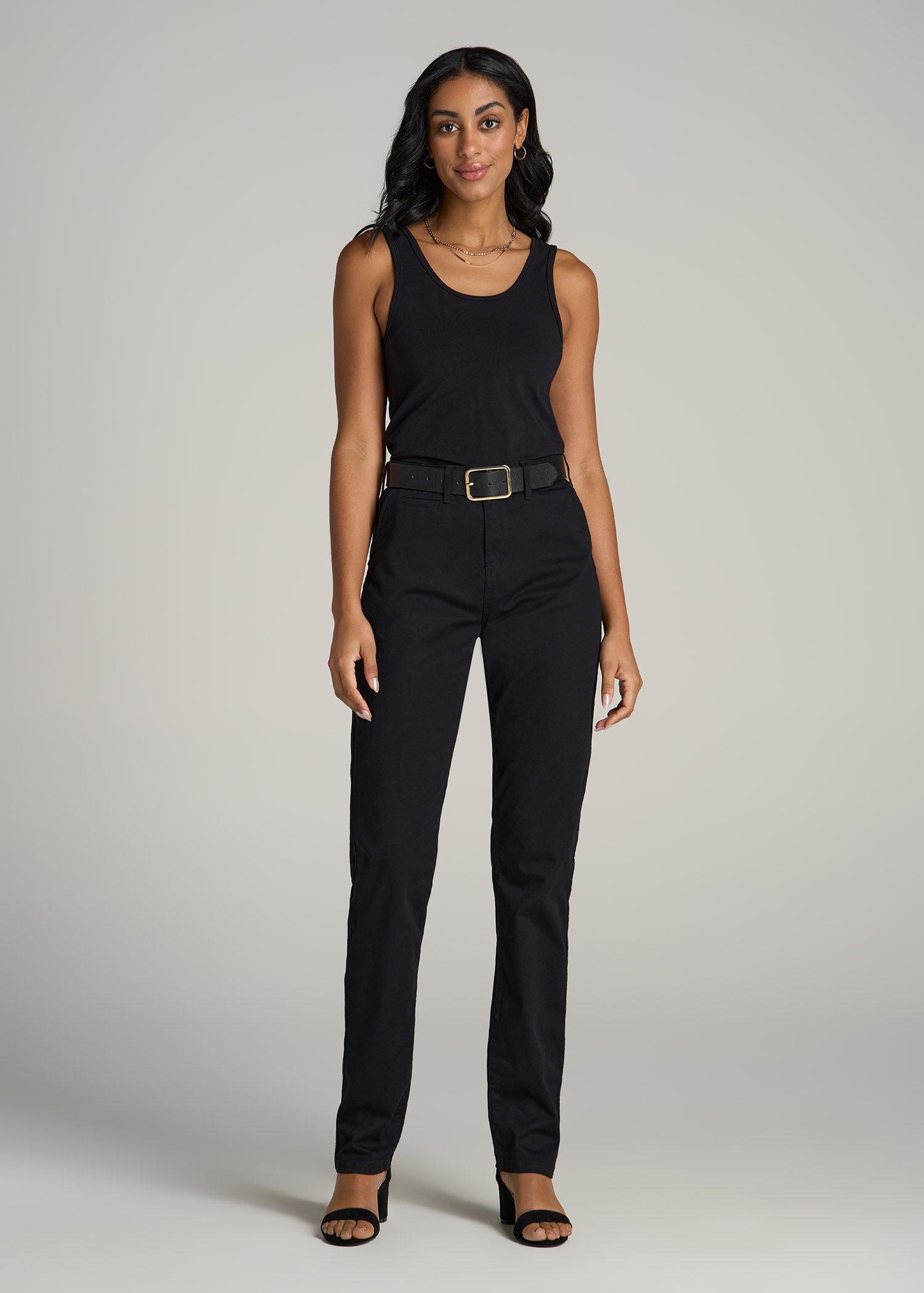 High Rise Tapered Chino Pants for Tall Women in Washed Black Female Product Image