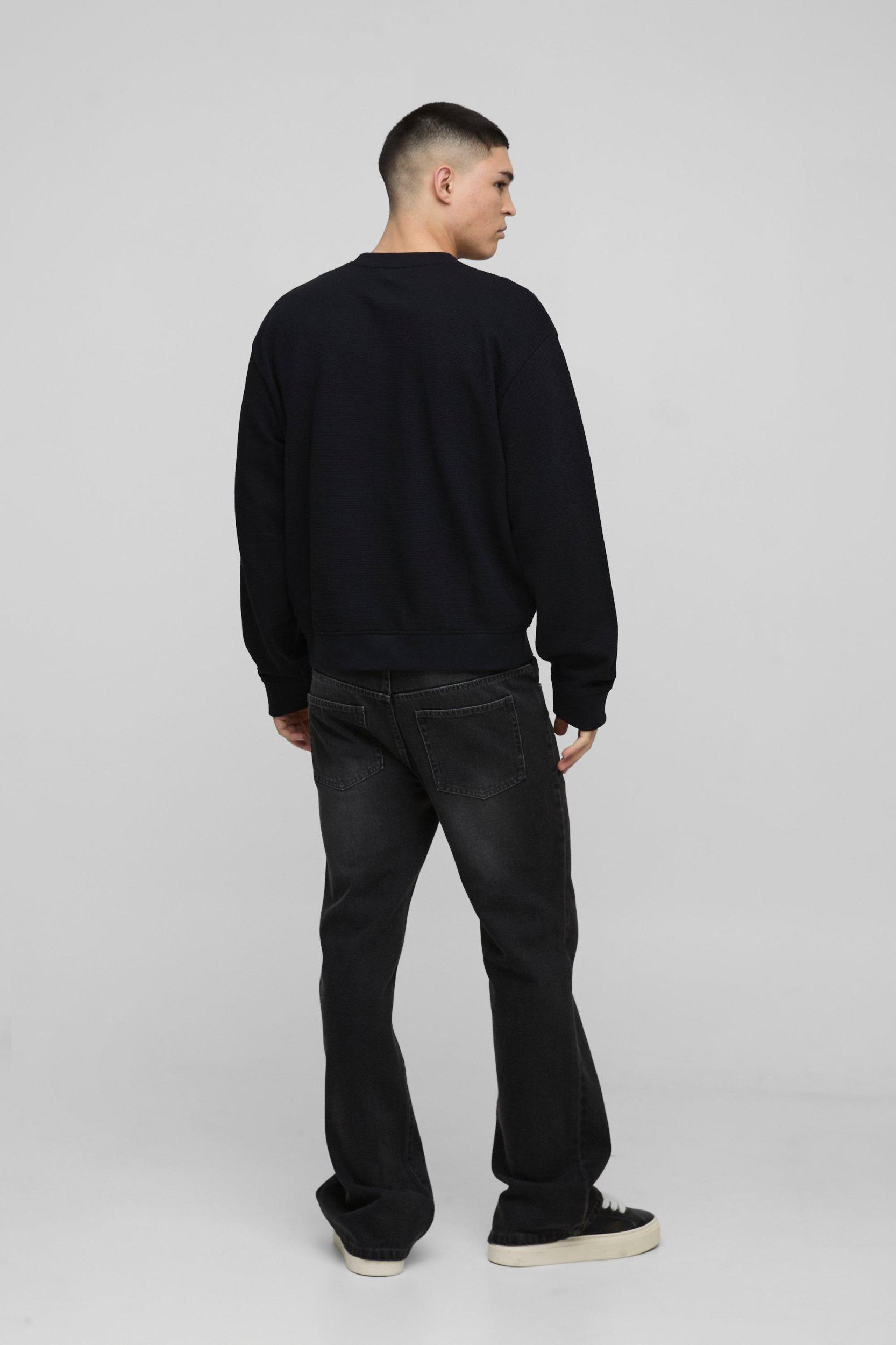 Oversized Boxy Waffle Palm Graphic Embroidered Sweatshirt | boohooMAN USA Product Image