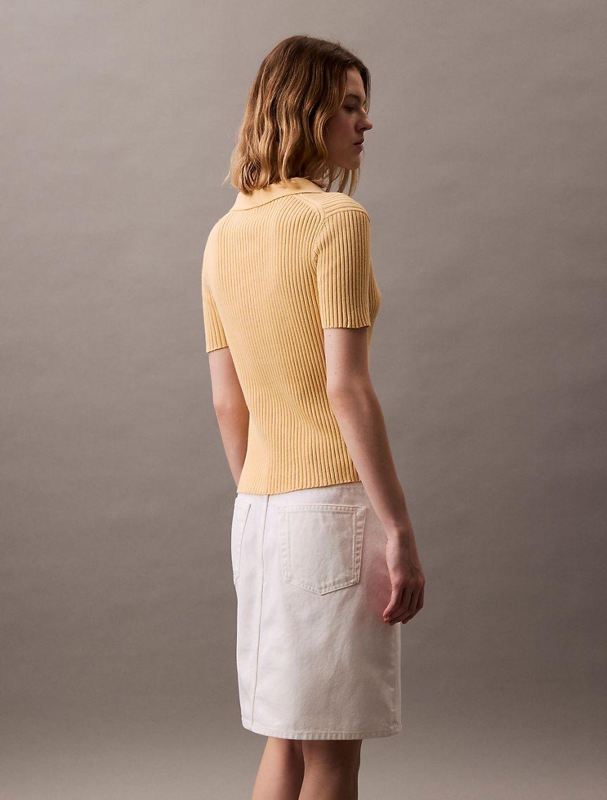 Smooth Cotton Rib Sweater Polo Shirt Product Image