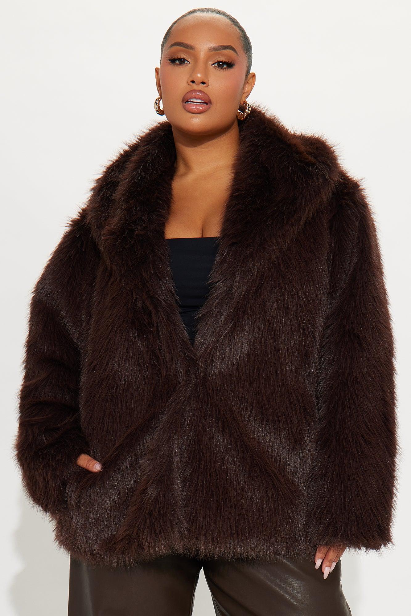 Couture Dreams Faux Fur Coat - Chocolate Female Product Image