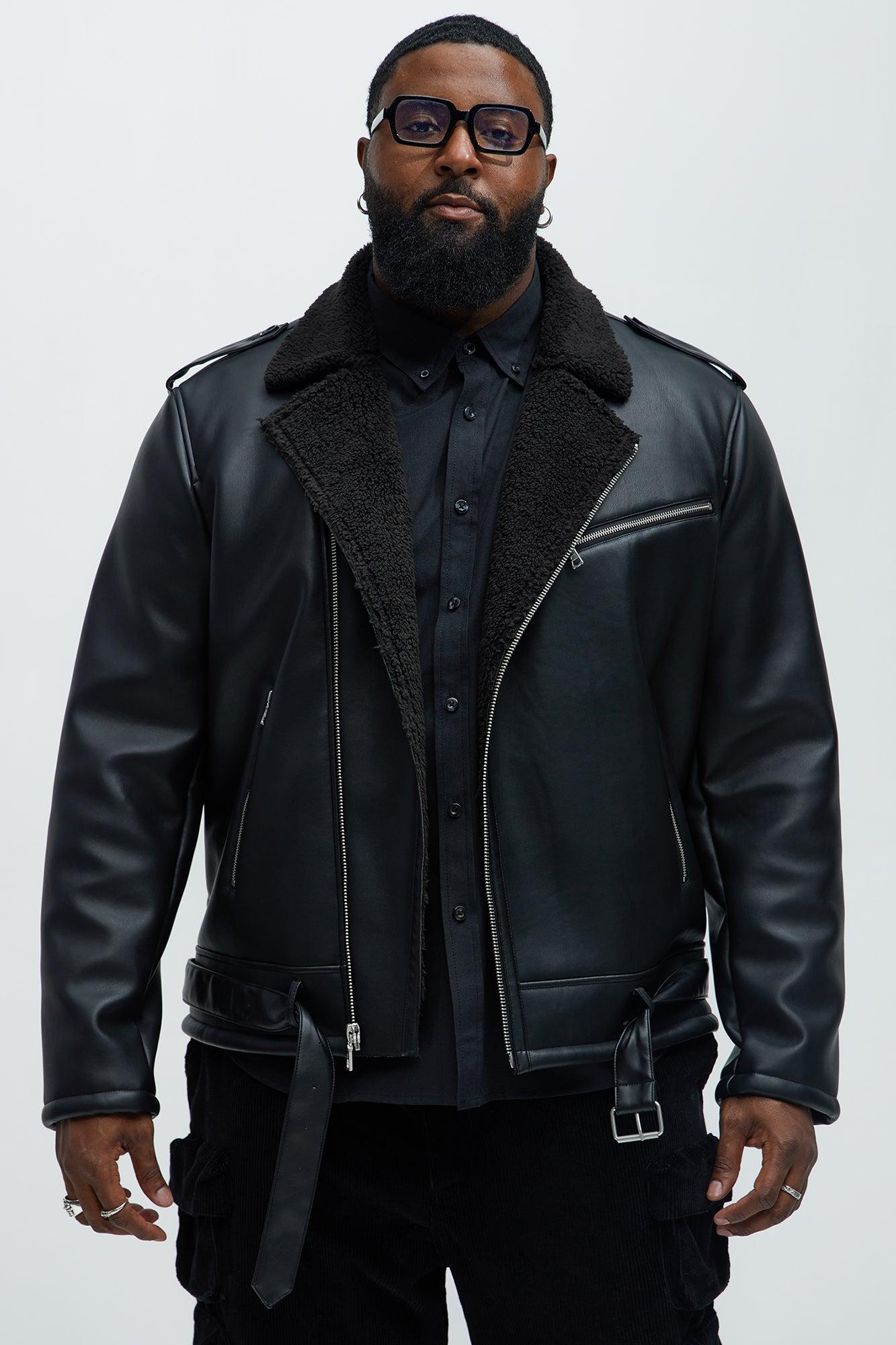 Knuckle Head Faux Leather Moto Jacket - Black Product Image